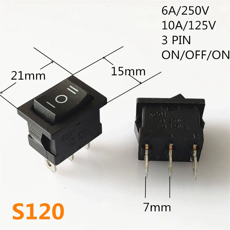 S120 SPST KCD 3PIN 6PIN вкл/выкл квадратный лодочный кулисный переключатель DC AC 16A/250V Автомобильная приборная панель пластиковый переключатель дропшиппинг - Цвет: S120