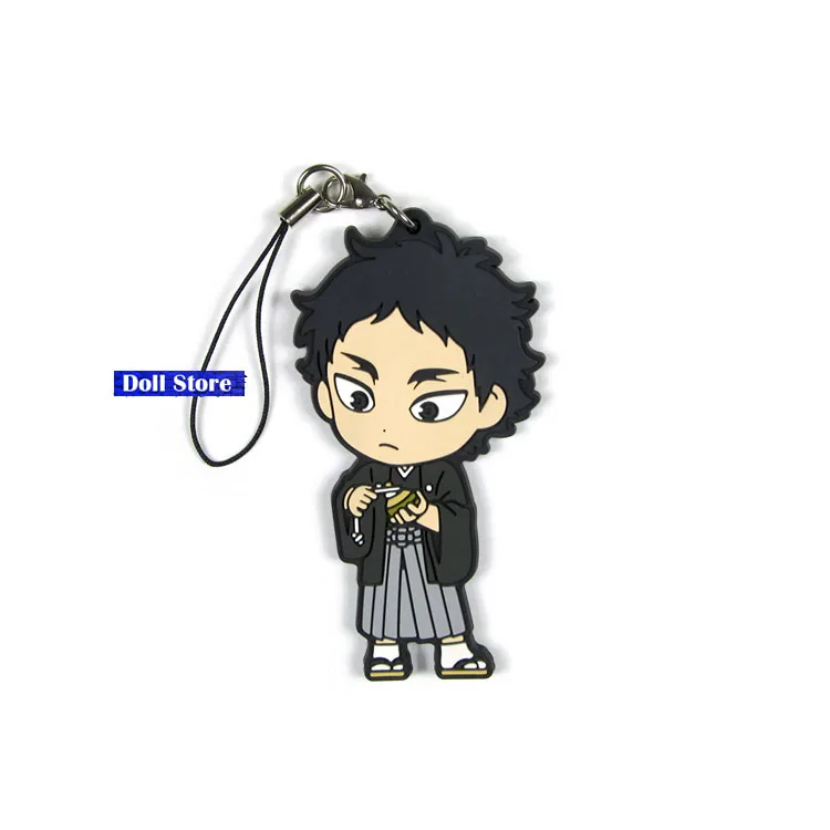 Haikyuu аниме брелок Oikawa Tooru Kozume Kenma Kuroo Tendo Satori Koutarou Hinata Резиновый Ремешок/ремешок для мобильного телефона D194