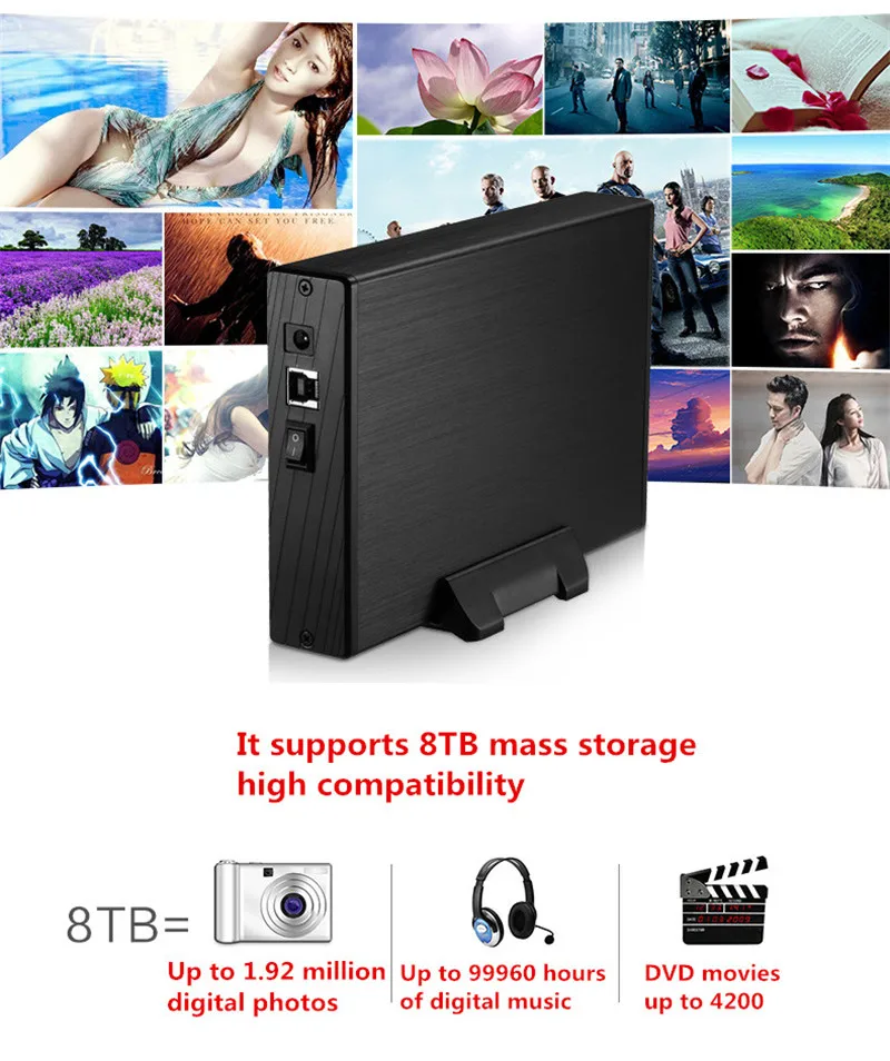 3 5 &quotдюйма SATA внешний жесткий диск USB3.0 HDD чехол для хранения макс до 4 ТБ