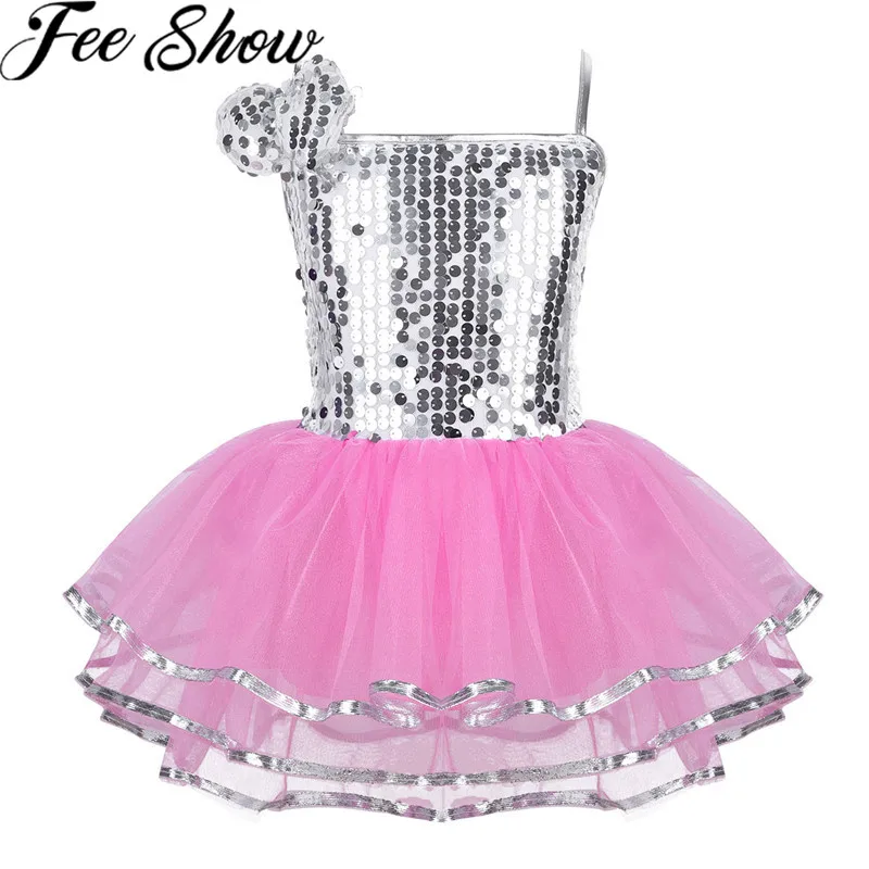 Женское платье-пачка FEESHOW розовое Сетчатое платье с блестками и заколкой для