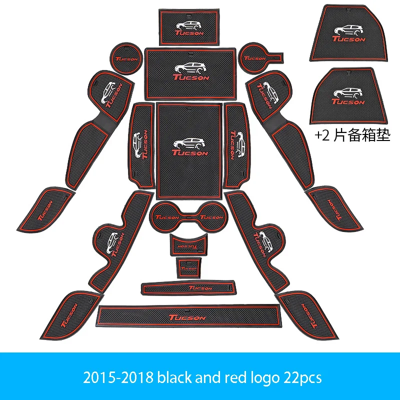 15-18 22pcs Резиновые дверной коврик Нескользящая чашка Накладка внутренняя отделка аксессуар Стайлинг ворота Слот Накладка для hyundai Tucson - Цвет: 15-18 22pcs