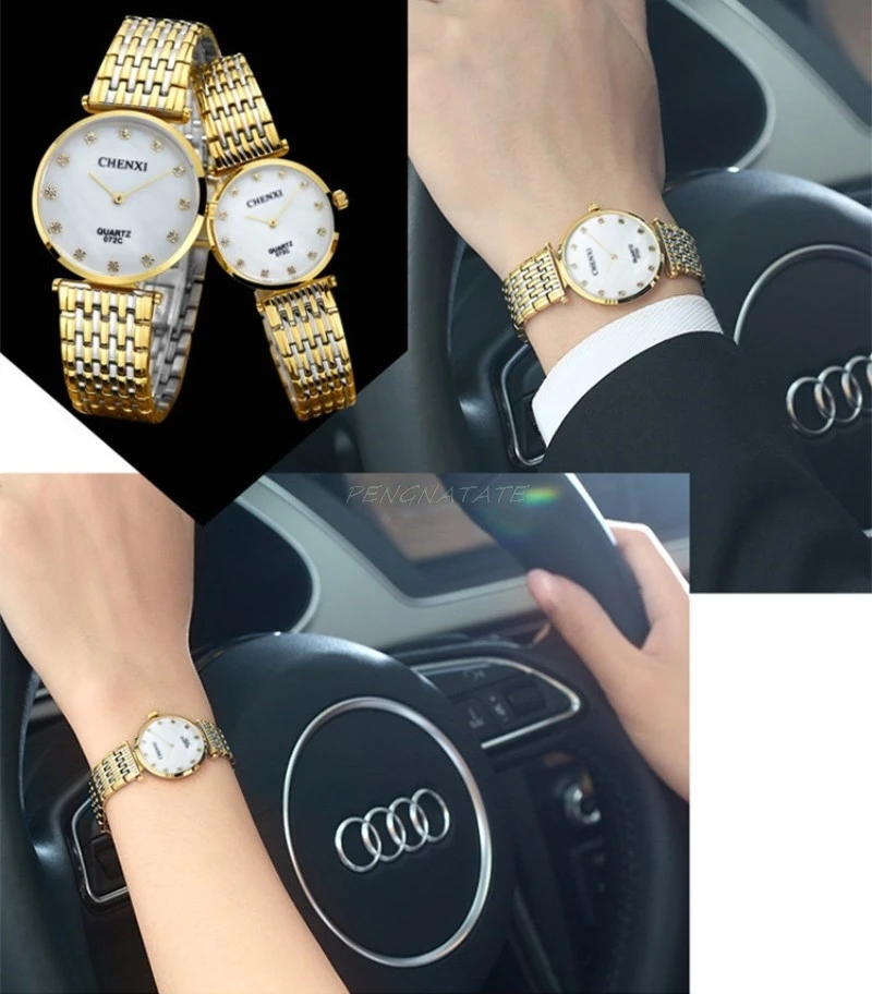 CHENXI женские серебристые золотые наручные часы с ремешком из нержавеющей стали