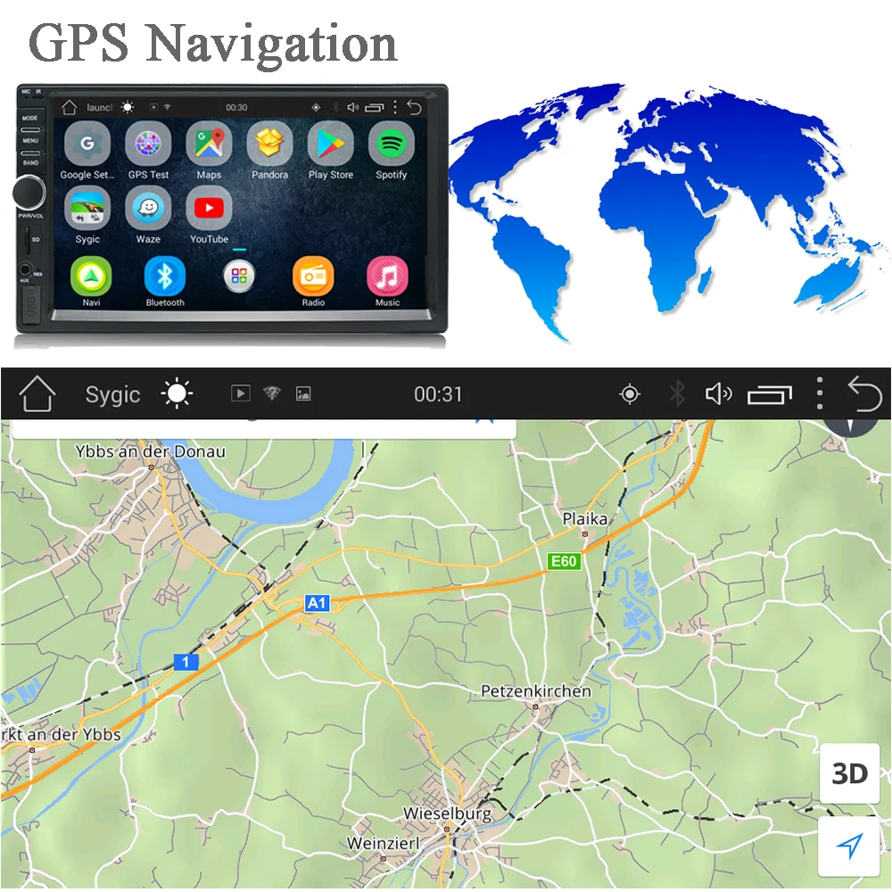 Автомобильный GPS навигатор 2 Din Android онлайн Автономная карта автомобильное