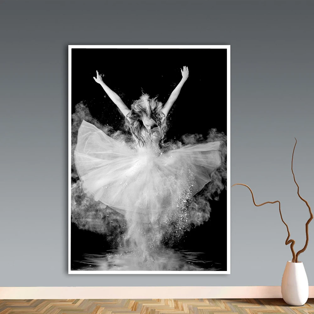 Черный и белый элегантный балетный танец печать плакатов фото Nordic Стиль портрет