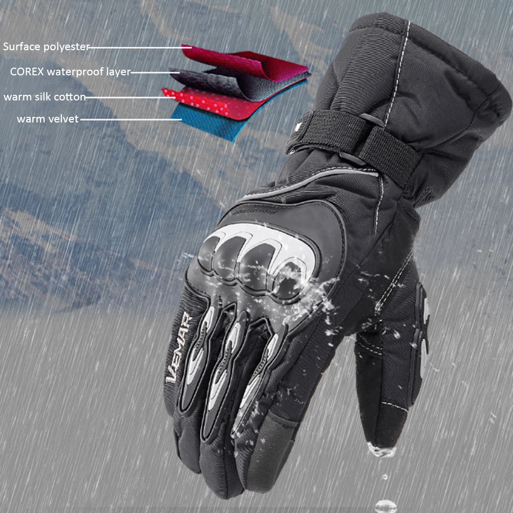 New Men And Women Winter Motorcycle Waterproof Gloves Touch Screen Riding Gloves Electric Car Warm Wind-Proof Gloves