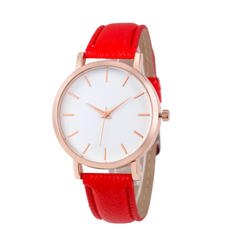 red Reloj mujer модные милые розовые женские часы простые женские кварцевые наручные часы из розового золота кожаные женские часы relogio feminino - Цвет: red