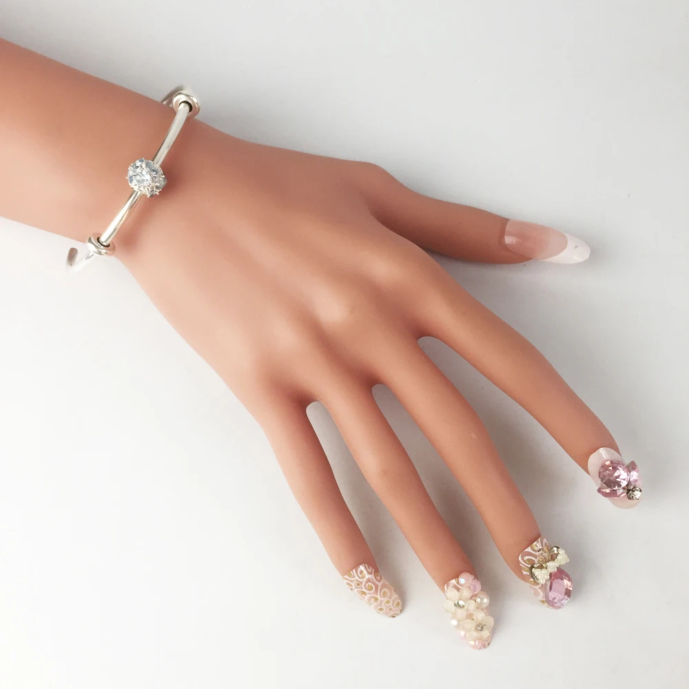 Cuff Bangles Blue Sky Bead 2018 New Fashion Jewelry Accessories Basic Trendy Bracelet 925 Sterling Silver Gift For Women Girls | Украшения
