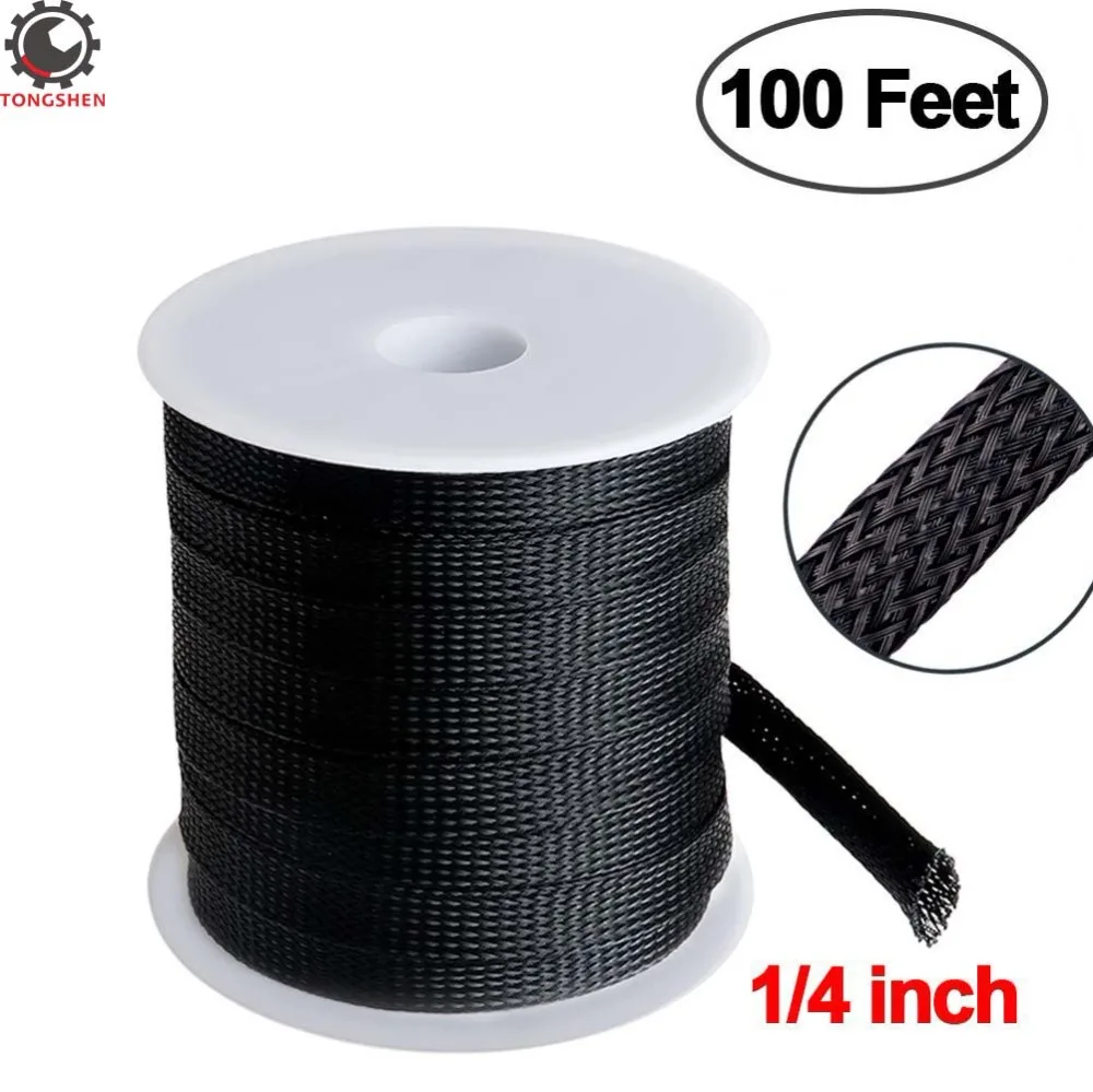 

1/4 inch Flexible PET Expandable Insulated Braid Cable Sleeving PET Wire Cable Protection Expandable Cable Sleeve Cord Organizer