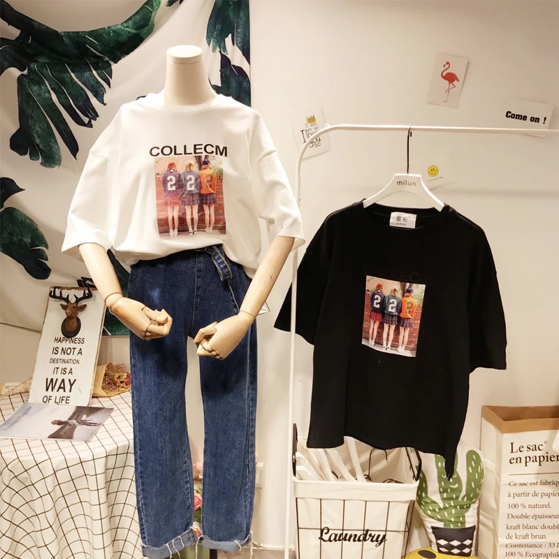 Женская трикотажная футболка Tumblr повседневная хлопковая Футболка с круглым