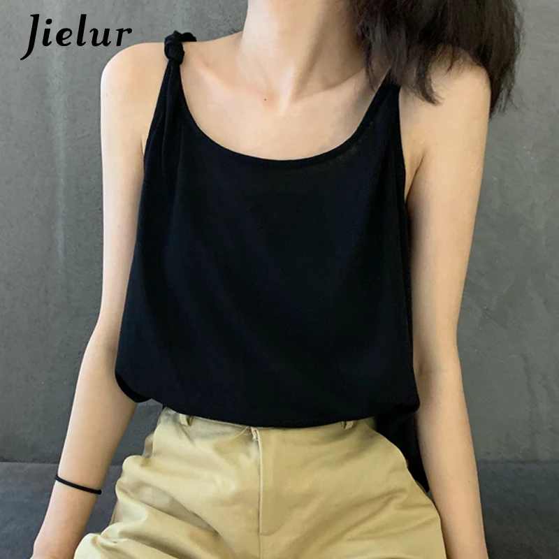 Jielur Women Tank Top Hipster Solid Color Camis Tops Female Vintage Roupas Feminina Chicly New Summer Top Women 4 Colors