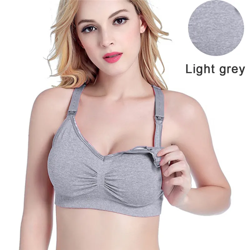 Light Grey S Бюстгальтер для кормящих матерей, бюстгальтер для кормящих грудью, нижнее Белье для беременных размера плюс для женщин - Цвет: Light Grey S