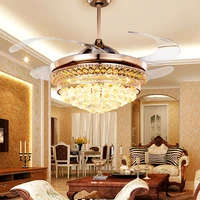high quality 36 42 inch 3color crystal remote control fan lamp led k9 crystal ceiling fan lamp living room bedroom110 240v