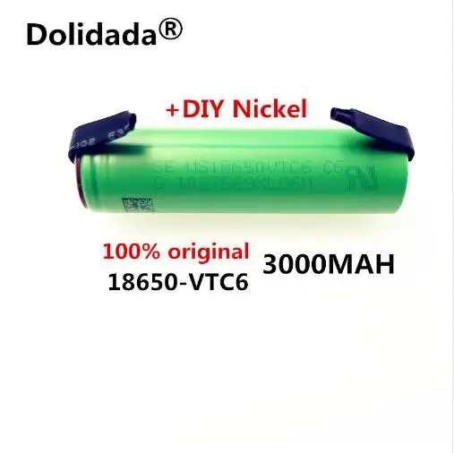 10PCS Dolidada original 3.7 V 3000 MAH Li ion rechargeable 18650 battery for SONY us18650 vtc6 battery 30A 3000mah+DIY Nickel