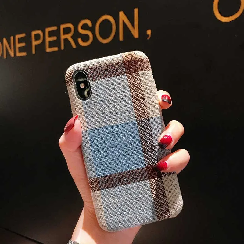 Цветной тканевый чехол Kerzzi для iPhone XS MAX X 6 7 8 Модные Цветные Чехлы в клетку Plus