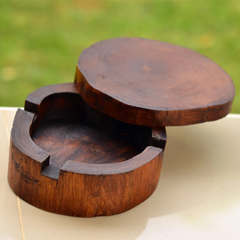 Пепельница для сигарет из массива дерева с вращающейся крышкой 360 1 шт. 3 держателя