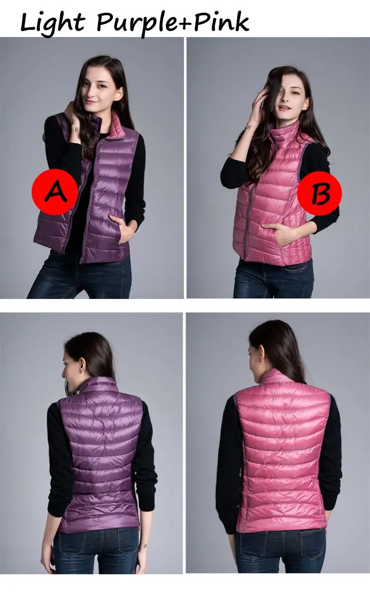 purple and pink NewBang ультра легкий жилет на утином пуху куртка без рукавов с двойным лицом жилет Реверсивный плюс размер S-XXXL 8 цветов - Цвет: purple and pink