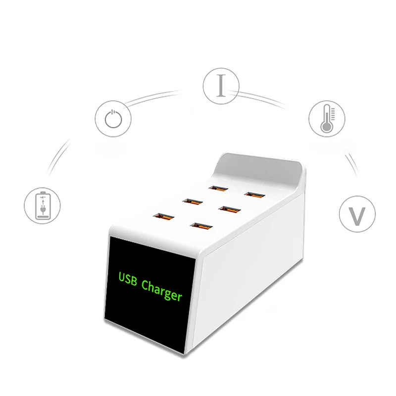 ? Wenhao 6 usb портов умный ЖК дисплей Usb зарядное устройство для путешествий
