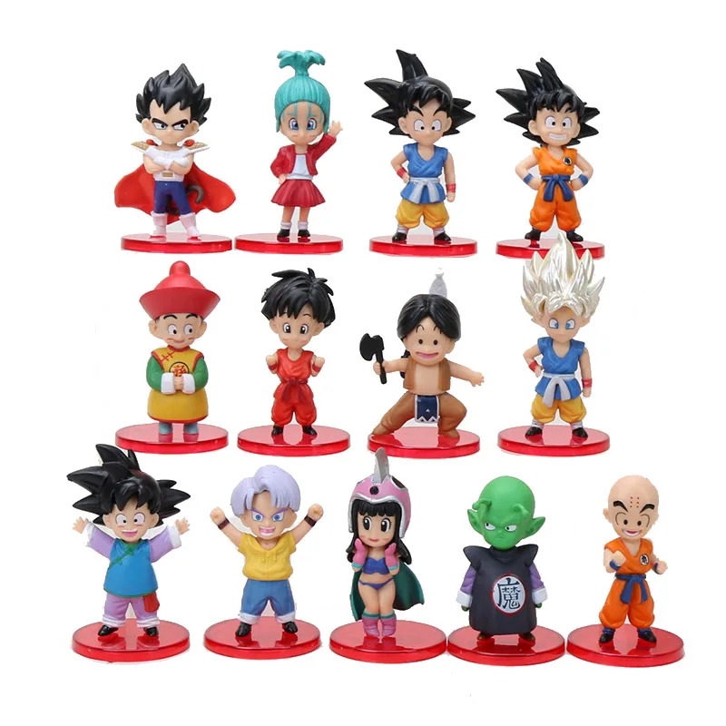 13pcs Dragon Ball Супер Saiyan Vegeta Gohan Goku шорты Freeza Vegetto Syn Dragon Ball Z фигурка игрушки ПВХ Модель Аниме Коллекция детских игрушек - Цвет: 13pcs