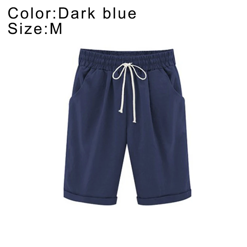 Dark blue Летние женские шорты со шнуровкой удобные эластичные пояс Свободные Повседневные трусики KS-shipping - Цвет: Dark blue