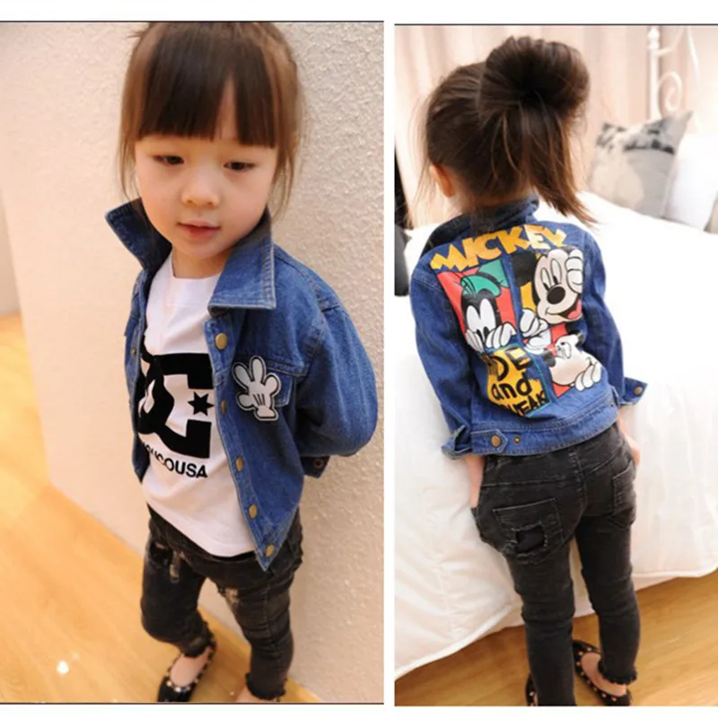 Новинка года; детская джинсовая куртка с рисунком Минни Маус; куртки для маленьких мальчиков и девочек; ковбойская куртка для маленьких мальчиков; верхняя одежда; Одежда для девочек