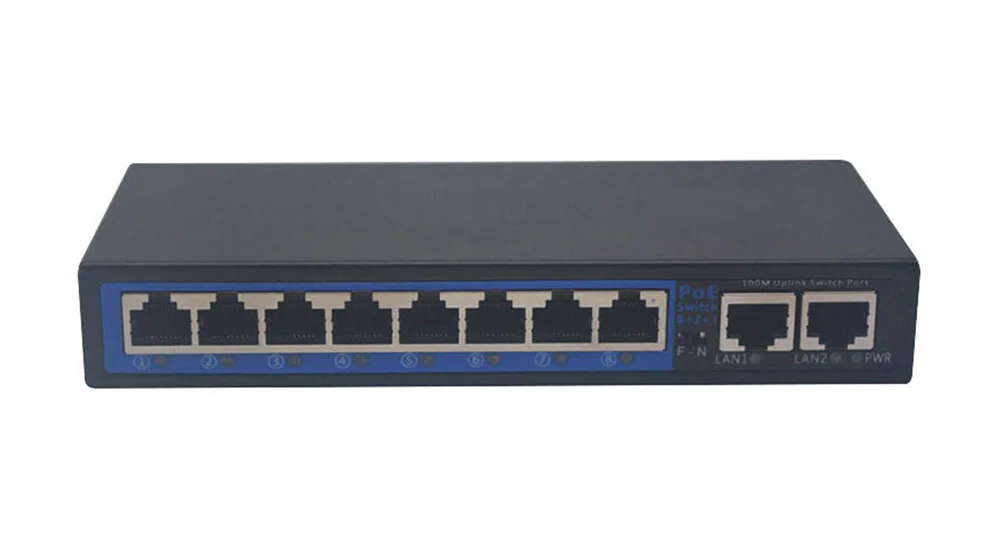 8+ 2 коммутатор POE портов 250 м POE Мощность над Ethernet-коммутатор POE, сетевые 10/100 Мбит/с сети Vlan 2 Uplink 1 волоконный порт