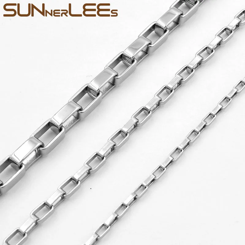 Ожерелье SUNNERLEES из нержавеющей стали 2 мм ~ 6 Геометрическая коробка звеньевая