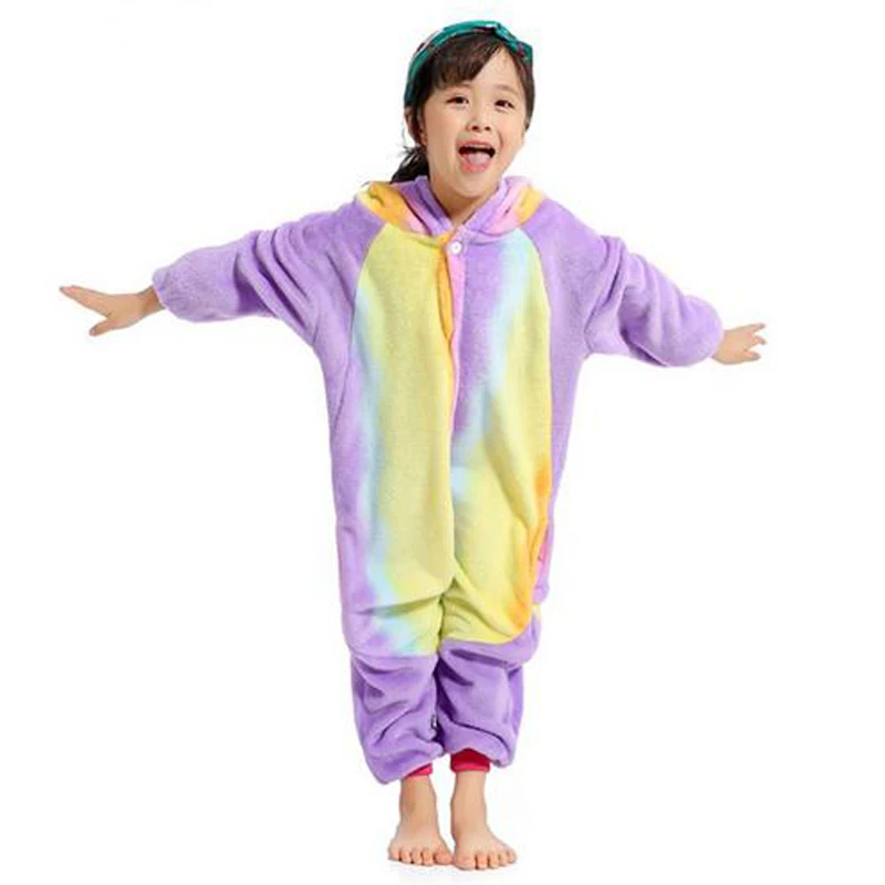 Kigurumi Onesie/Детские пижамы с пандой; детские комбинезоны единорог с рисунками животных; зимняя одежда для сна для мальчиков и девочек; детская пижама