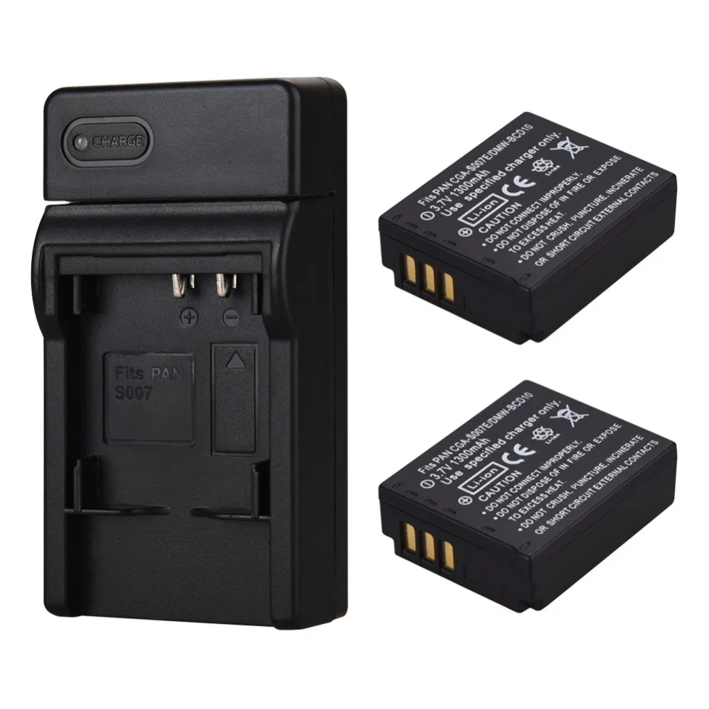 Аккумуляторная батарея для камеры 2X 1300 мАч + USB зарядное устройство Panasonic DMC TZ1 TZ2 TZ3