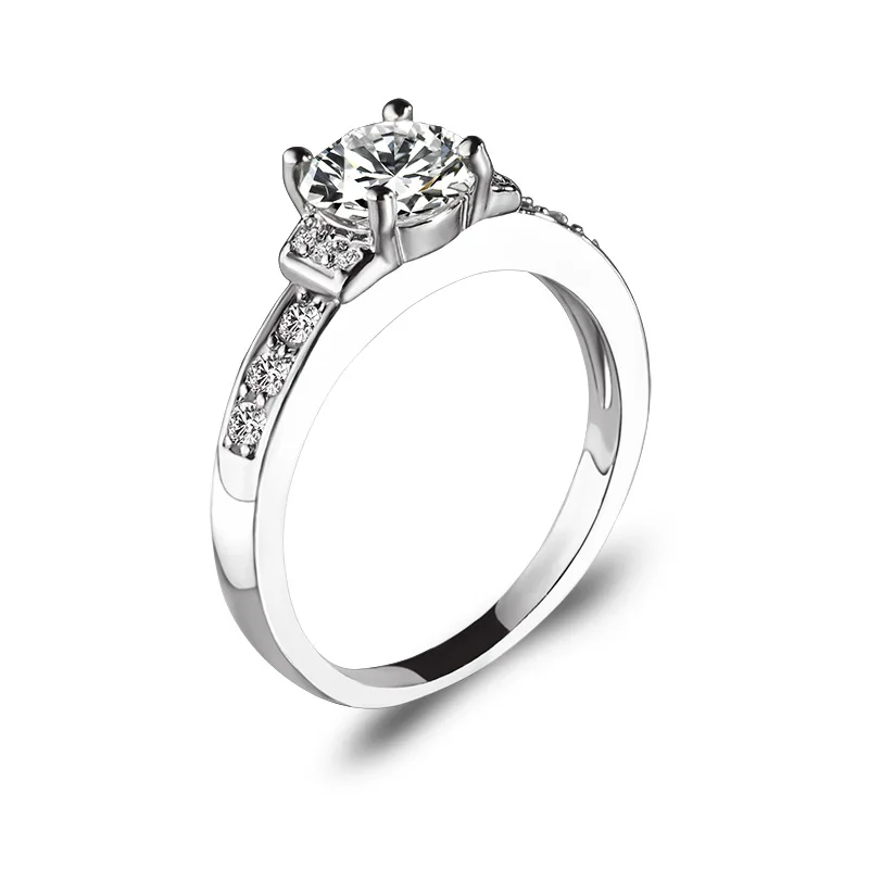 

4 Legs Claw Clear Round Rhinestone Shiny Crystal Rings for Women 4 Sizes