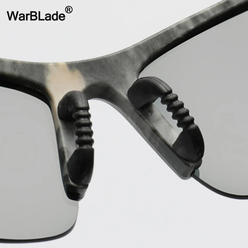 

WarBLade New Photochromic Sunglasses Men HD Polarized Chameleon Discoloration Sun glasses UV400 Rimless Anti-glare Sun Glasses