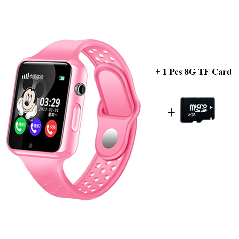 pink add 8G TF Pewant gps Bluetooth смарт детские часы с камерой шагомер Водонепроницаемые наручные часы SOS анти-потеря сенсорный экран для детей - Цвет: pink add 8G TF