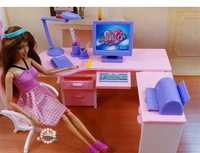 genuine princess office for barbie 16 bjd doll accessories drawer stationery print device set lamp house furniture toy gift