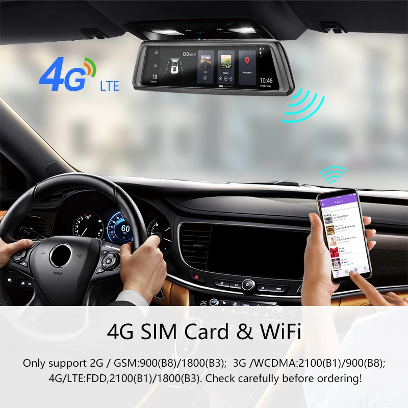 Jansite 10 &quotFull Touch ips Автомобильный видеорегистратор 4G Android зеркало gps FHD 1080P двойной