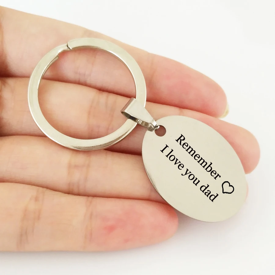 Stainless Steel Daddy's Key Chain Letters Engraved Remember I Love You Dad Charms Keychain Father's Day Gift Keyring Jewelry |