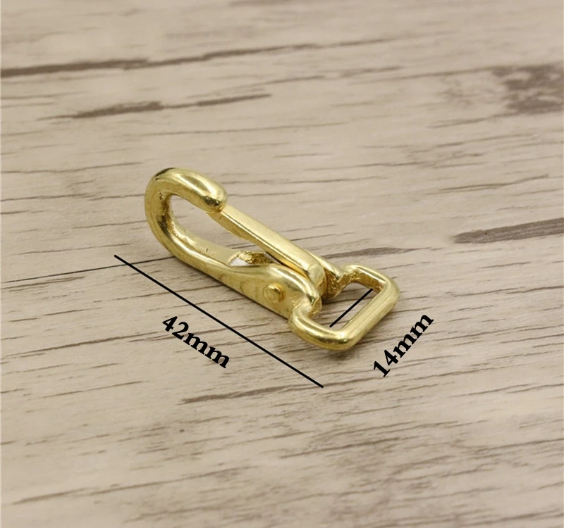42x14mm Твердый латунный Холтер защелкивающийся крючок застежка для сумки ошейник для собаки поводок веревка ремень клипса на лямку кожаный аксессуар - Цвет: 42x14mm