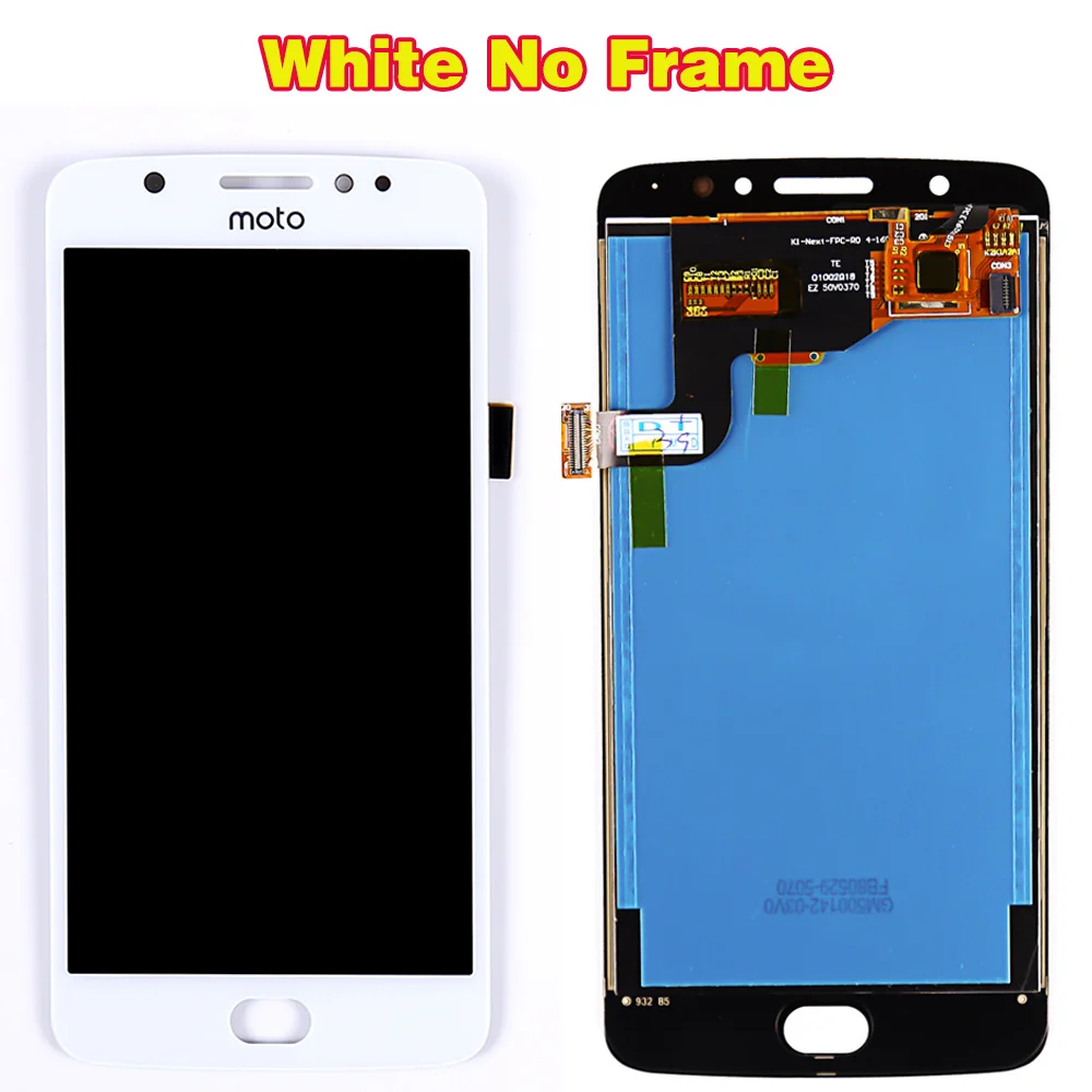 Motorola Moto E4 XT1766 XT1763 XT1762 XT1772 5,0 дюймовый ЖК-дисплей кодирующий преобразователь сенсорного экрана в сборе с бесплатными инструментами из закаленного стекла - Цвет: White without Frame