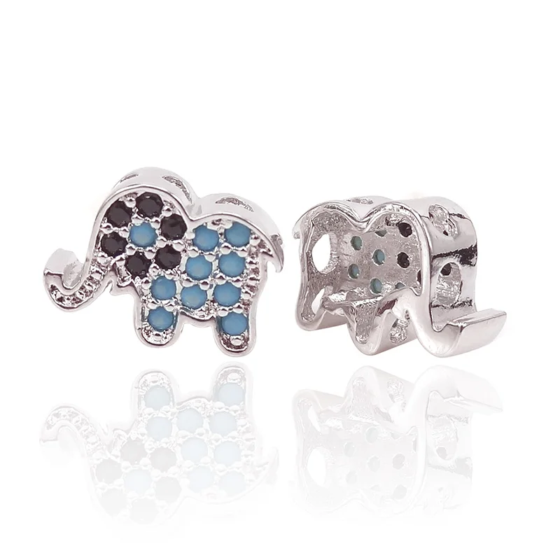 Новинка Проставка в виде слона золотого цвета с микро цирконием бисер для