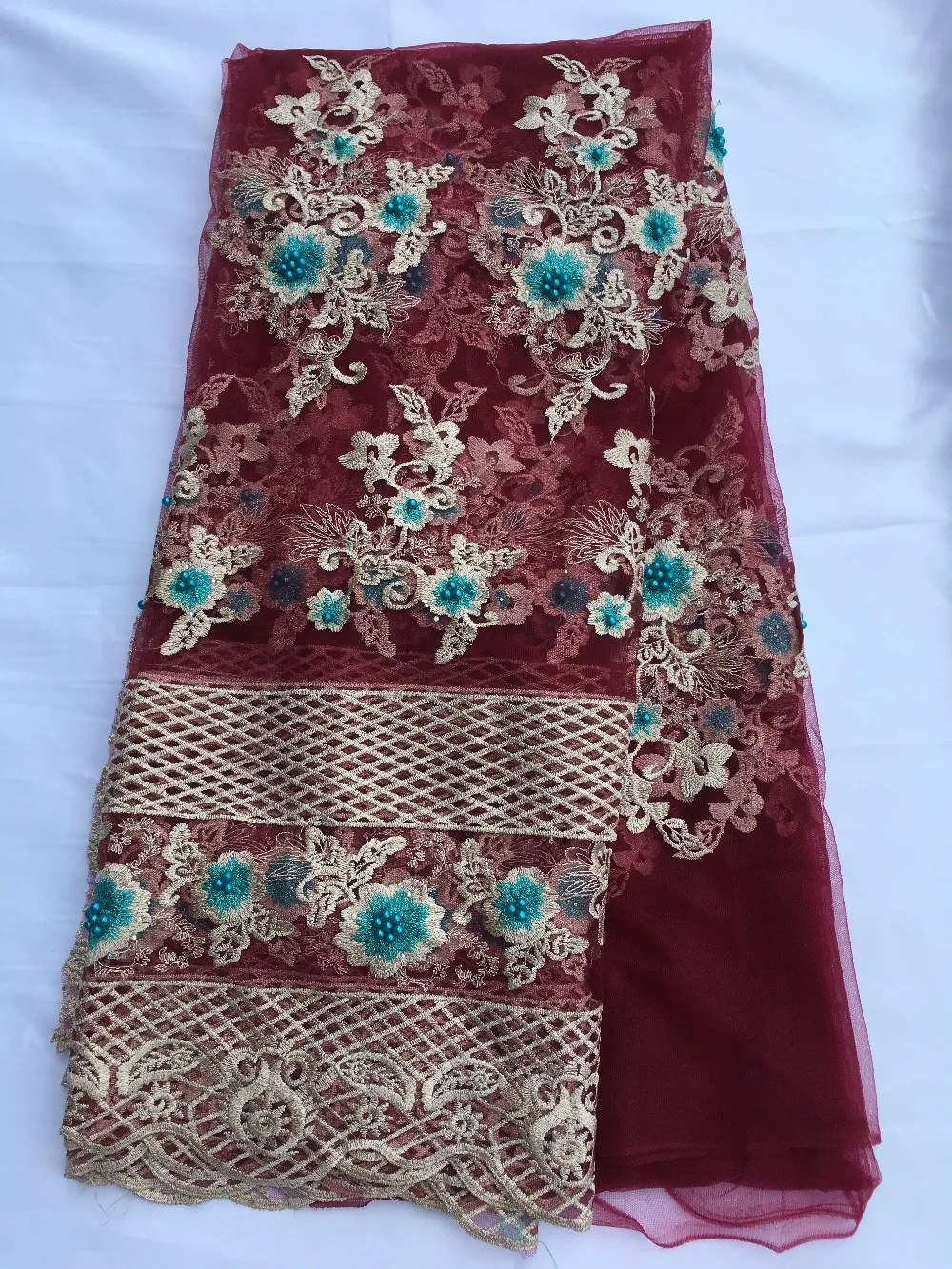 

pretty french net lace fabric JRB-8356 best selling beautiful flower embroidery lace fabric with beads