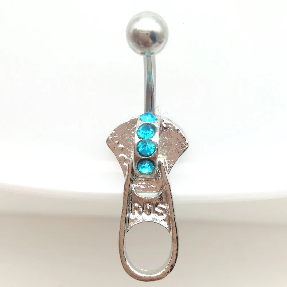 Творческий особая мода молнии пупка кольца штанга для пирсинг ювелирные изделия