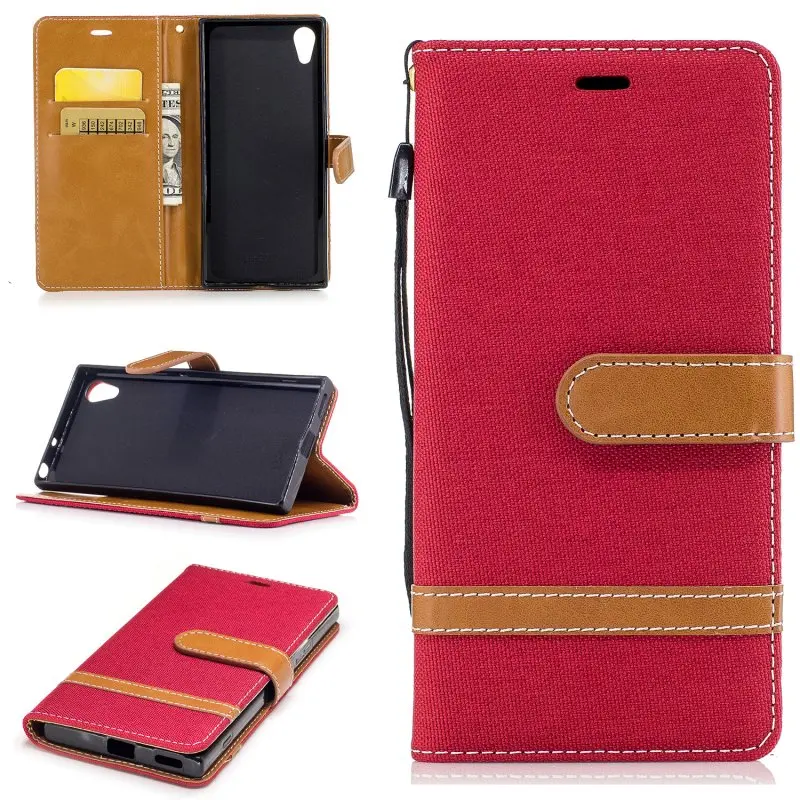 Для Sony Xperia XA1 Чехлы Coque футляр модные джинсовые джинсовое портмоне кожаные сумки