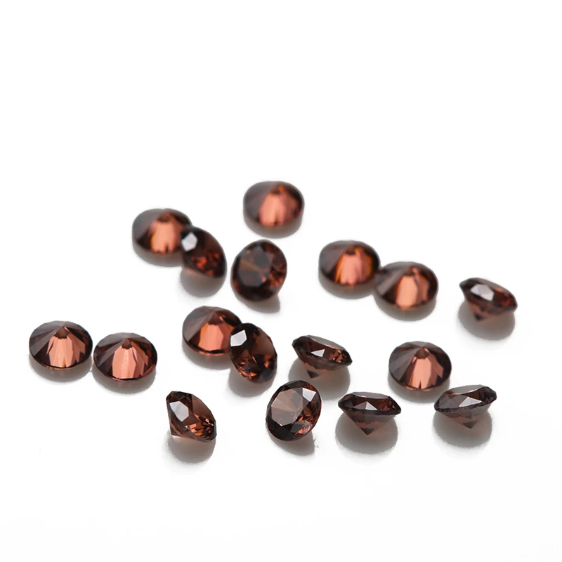 1mm~3mm Coffee Color Cubic Zirconia Stone Round Shape Europe Machine Cut  Loose CZ Synthetic Gemstone For Jewelry