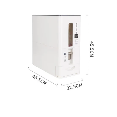 White(L) 6 кг/12 кг герметичный ящик для хранения риса зерновые зерна бобы мука для хранения баррель измеримые риса влагостойкие ведро для домашнего питания - Цвет: White(L)