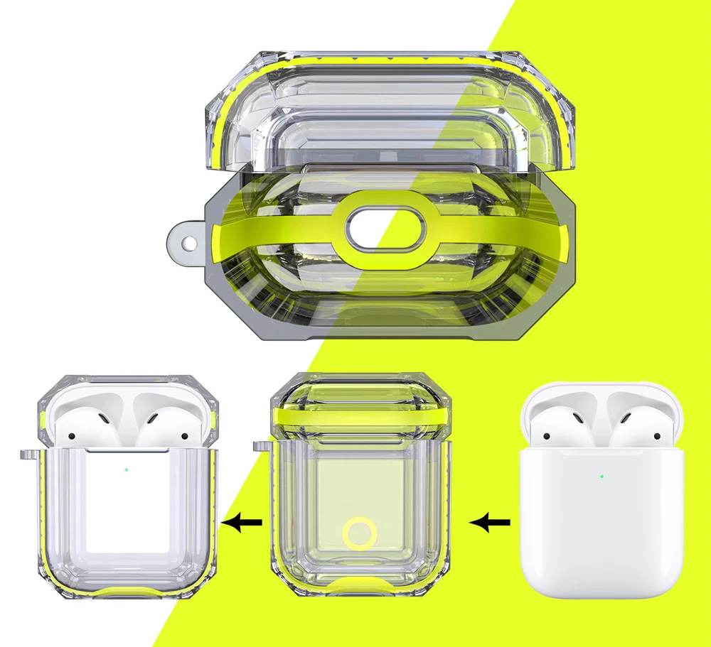 IQD для Apple AirPods чехол для зарядки 2nd Gen 1st прозрачный жесткий ТПУ Бампер защитный чехол кожа Прозрачный ударопрочный мягкий пластик