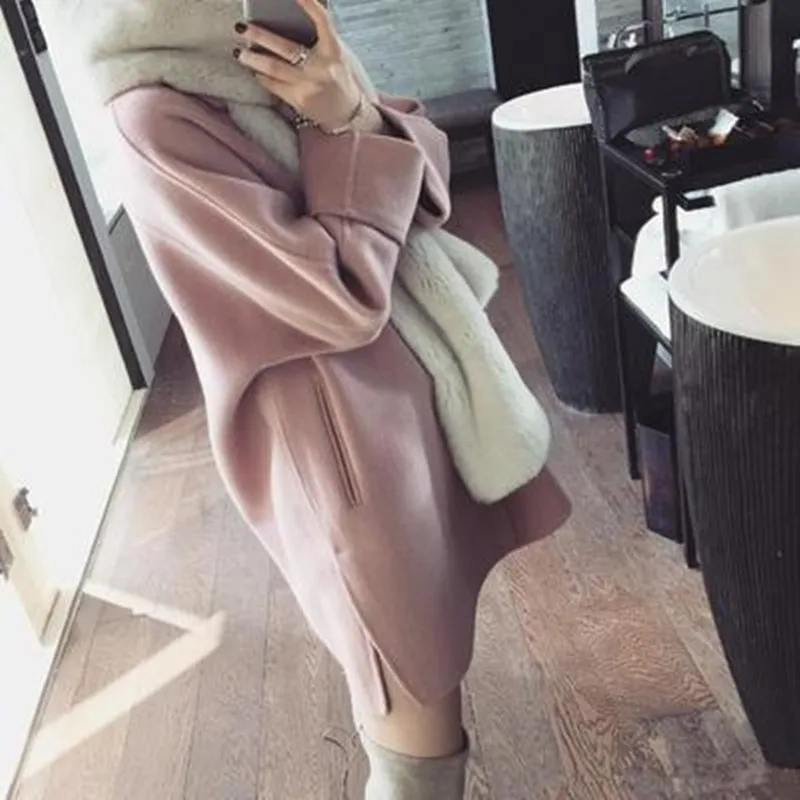 Женское пальто с отложным воротником Осеннее/зимнее большого размера|autumn winter women