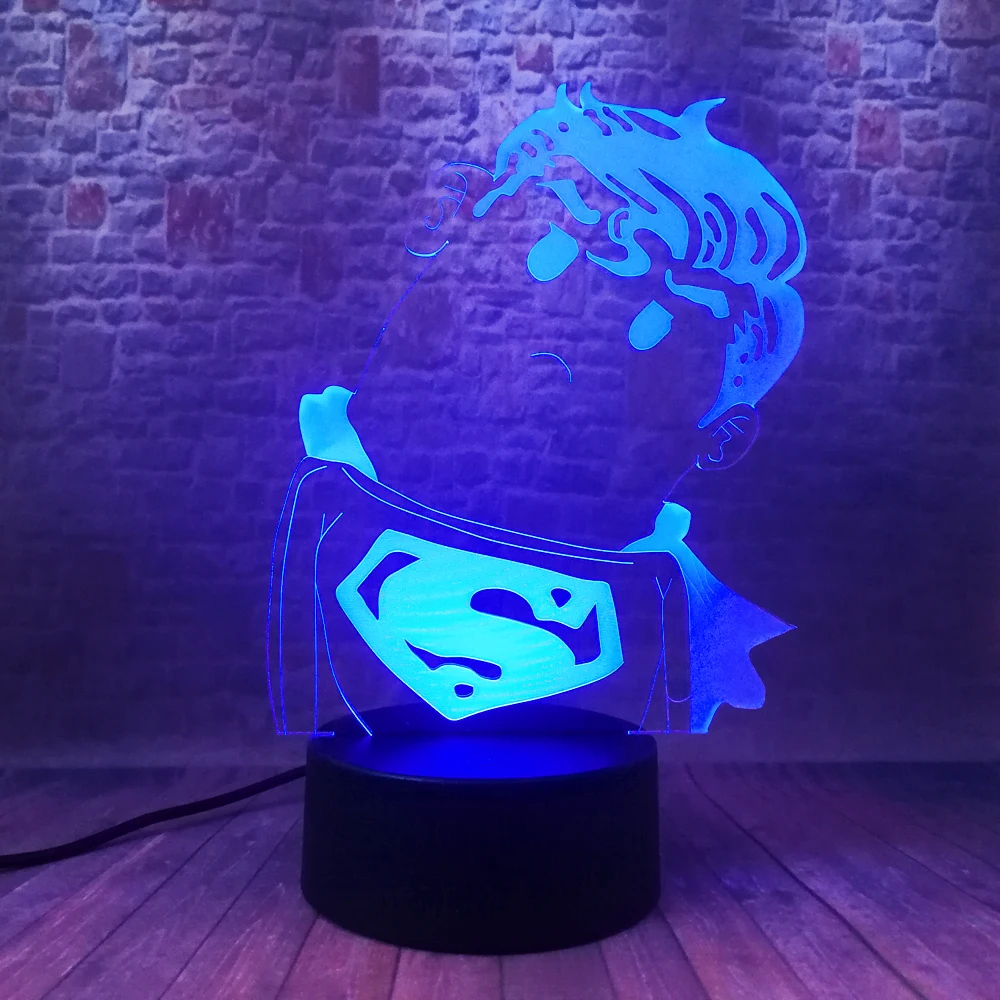 DC Супермен легенды крутой герой мультфильм милый Q Ночник LED 7 красочных изменений