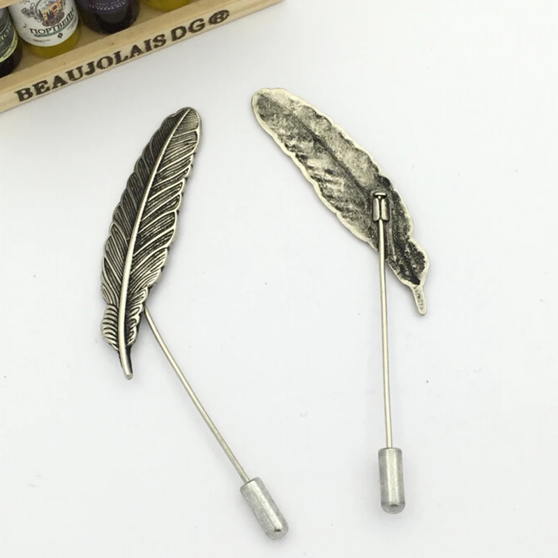 Винтажные Броши с золотыми перьями заколки ретро булавка для воротника из сплава