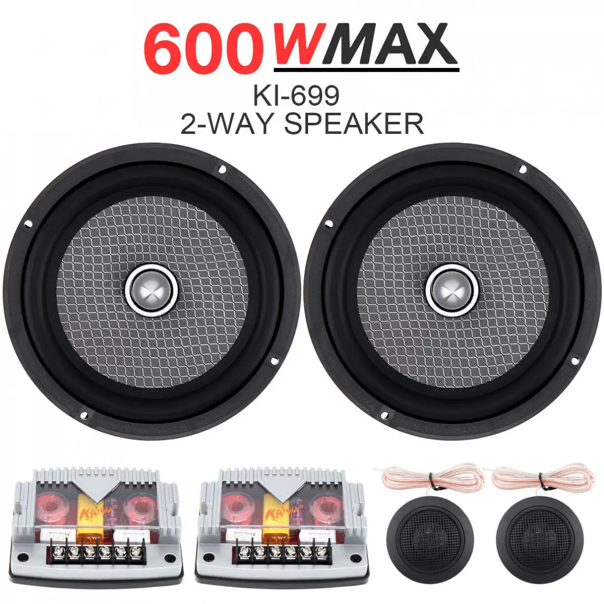 

6.5 Inch 2-Way 12V 600W Universal Car Speaker Subwoofer Treble Midrange Bass Speaker Loudspeaker Component System
