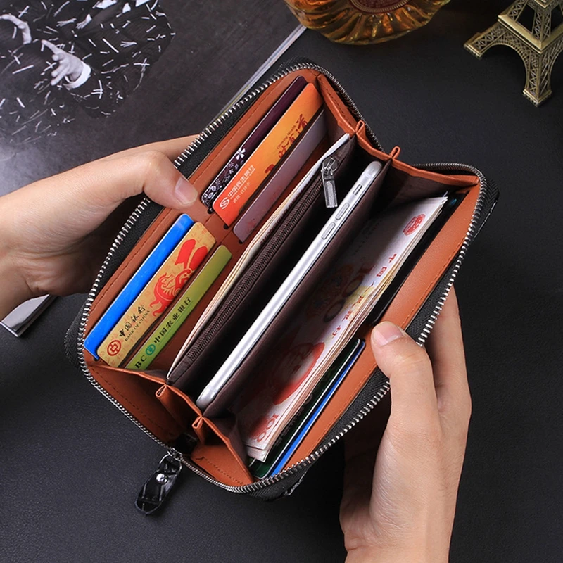 Men Wallet Crocodile Pattern Purse Men's High Capacity Clutch Bags Zipper cardholder pochette crocodile pattern men's wallet