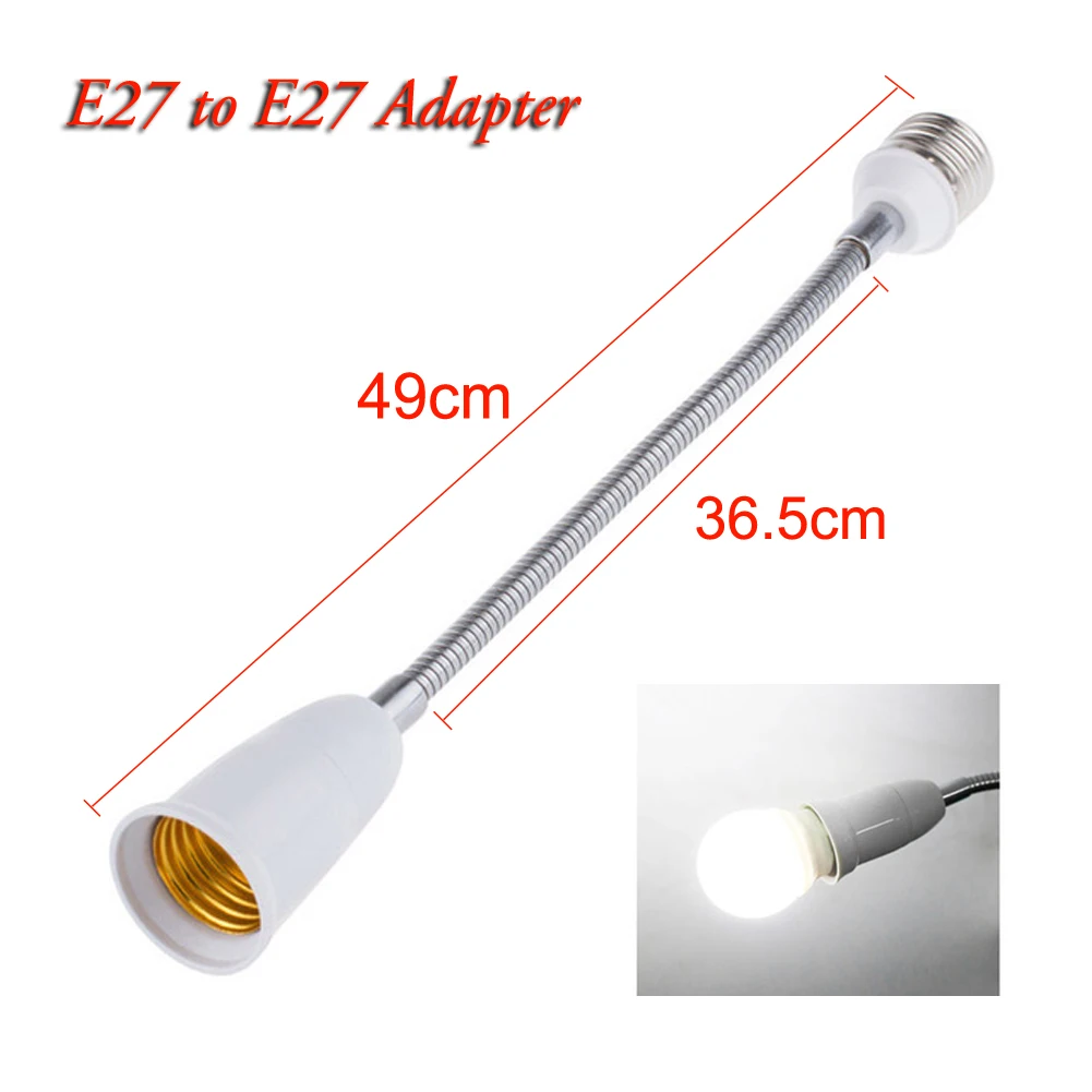 E27 TO E27 49cm TSLEEN гибкие E27 для E27 светодиодный цоколь лампы на европейскую розетку с 19 см 29 см 39 см 49 см 59 см расширение светильник держатель Конвертеры - Цвет: E27 TO E27 49cm