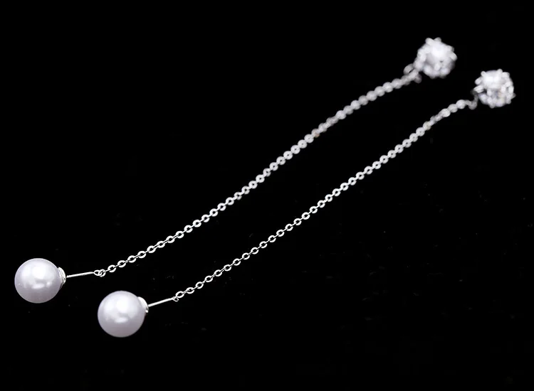 Модные серьги SWOUR из стерлингового серебра S925 с длинной линией, дизайном мячика, узлом из жемчуга и подвеской в виде креста S297.